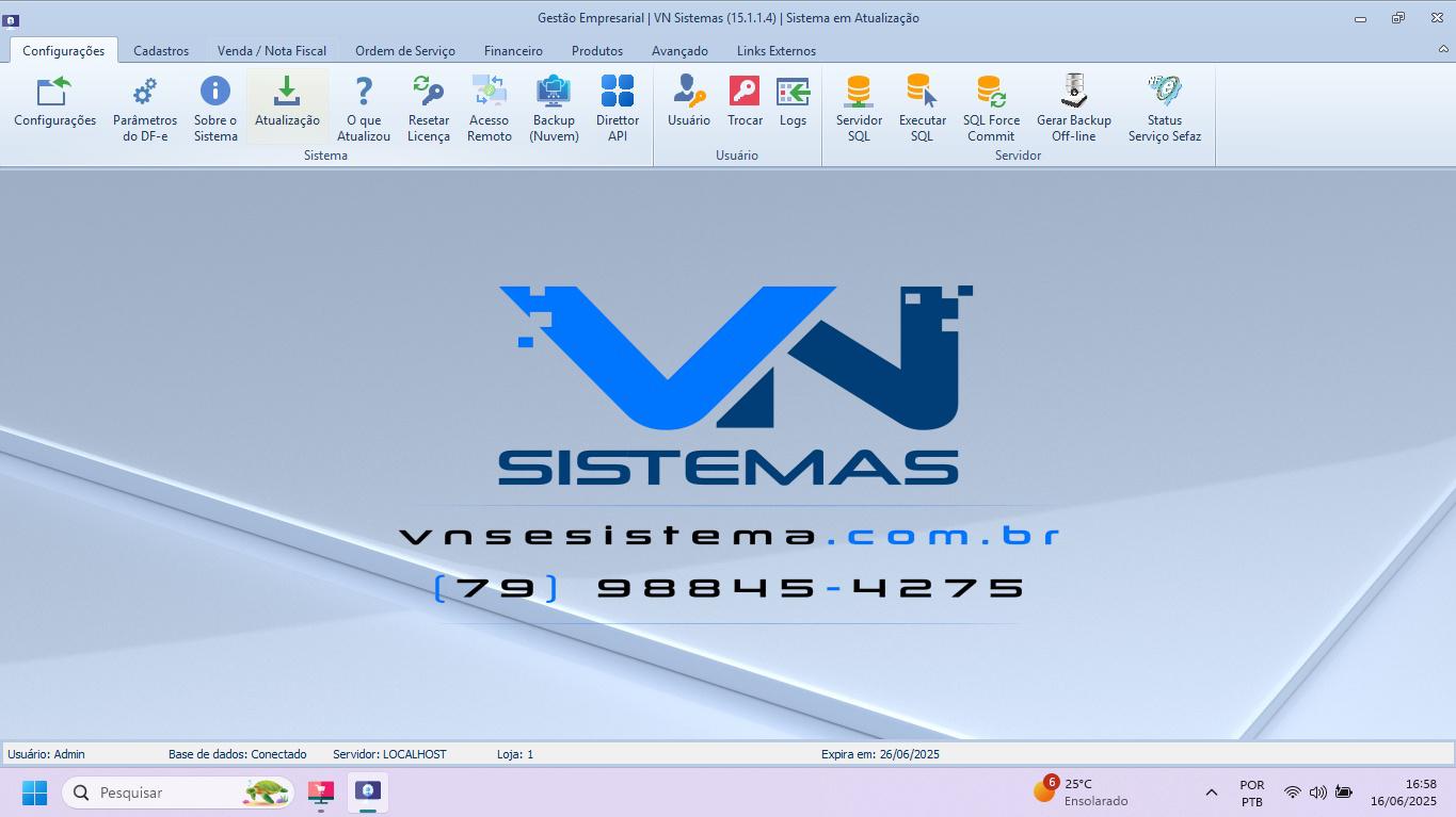 Tela principal da Retaguarda